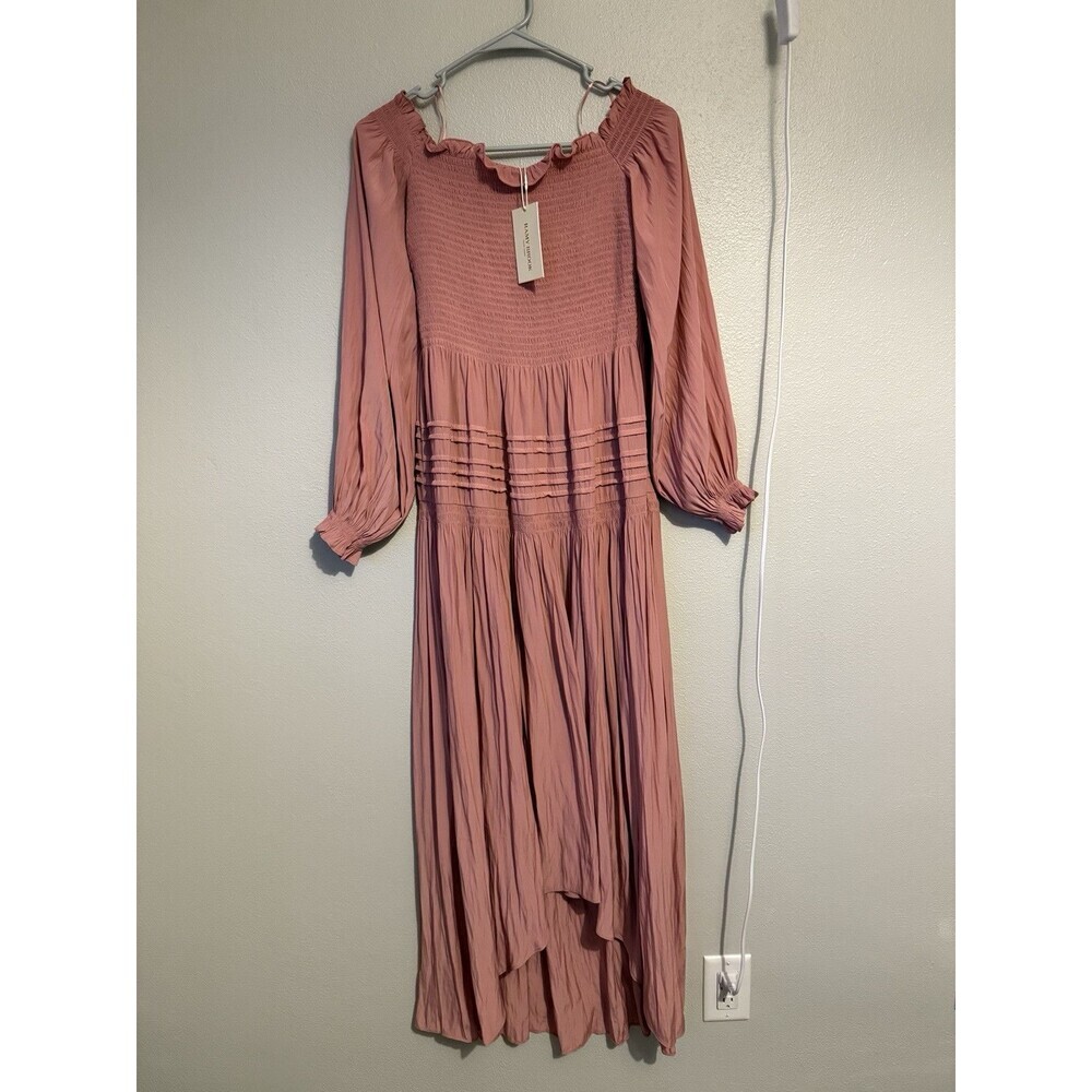 Ramy Brook NWT Anita Smocked Ruffle Midi Dress in Pink Size S Barbie Cottagecore - Picture 10 of 12